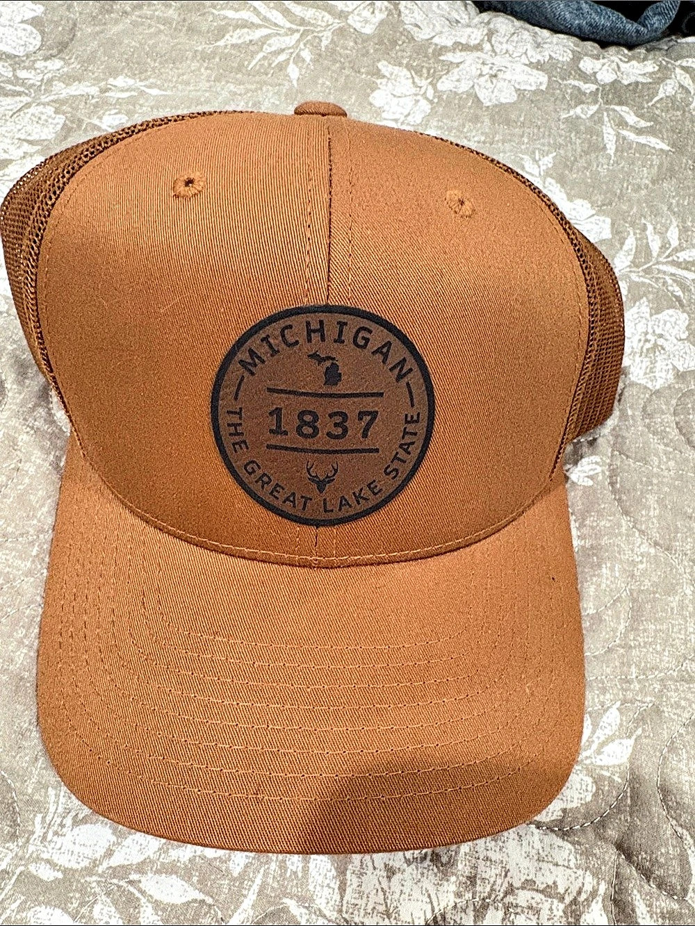 GASSIONS Michigan 1837 Great Lake State Trucker Hat in Brown Like New
